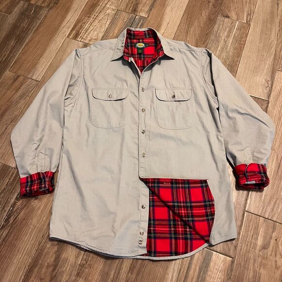 Cabela's Shacket Mens Long Sleeve Flannel Lined Button Up Heavy Large / Tall - Picture 1 of 8